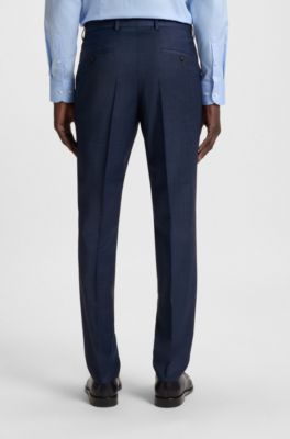 Abito slim fit in misto lana con micromotivo, Blu