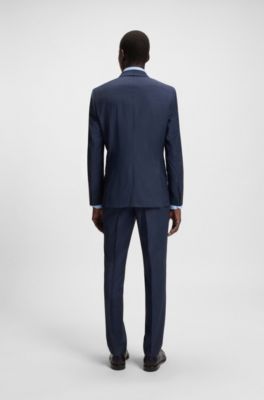 Slim-fit suit in a micro-patterned wool blend, Blue