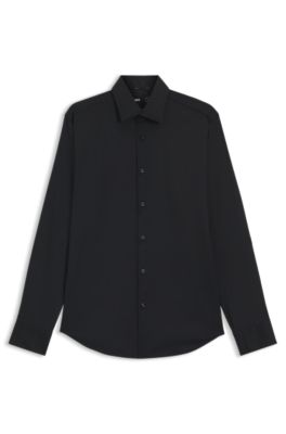Regular-fit shirt in performance-stretch twill, Black