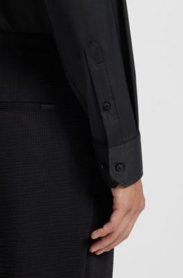 Regular-fit shirt in performance-stretch twill, Black