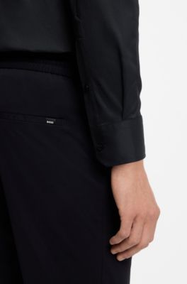 Regular-fit shirt in performance-stretch twill, Black