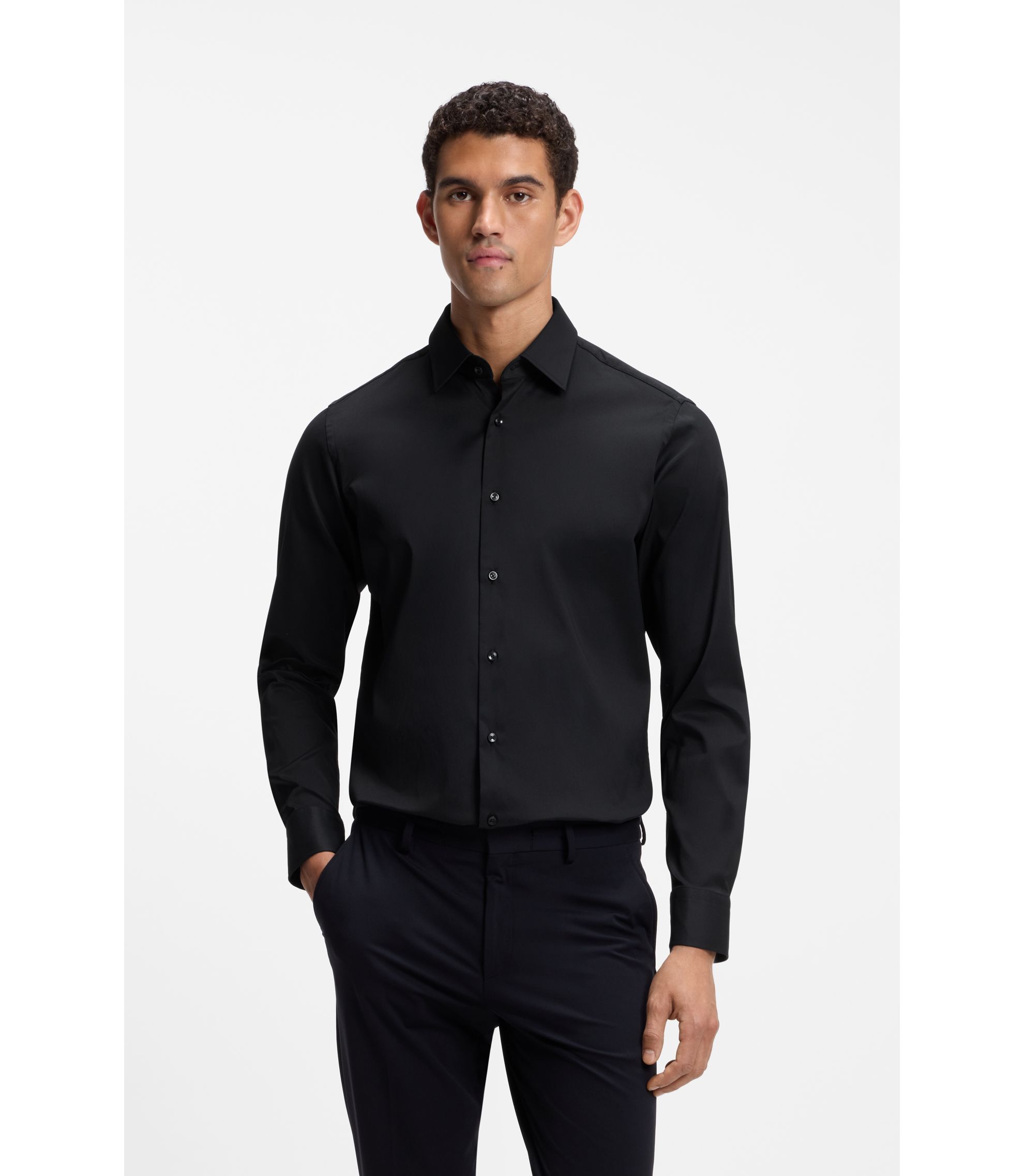 Regular-Fit Hemd aus funktionalem Stretch-Twill