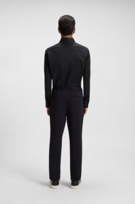 Regular-fit shirt in performance-stretch twill, Black
