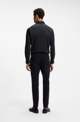 Regular-fit shirt in performance-stretch twill, Black
