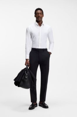 Chemise Regular en twill stretch performant, Blanc