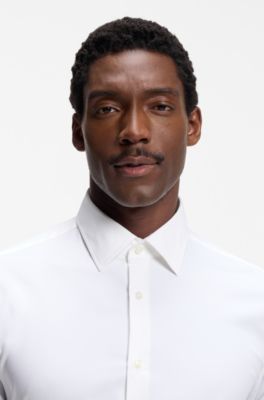 Chemise Regular en twill stretch performant, Blanc