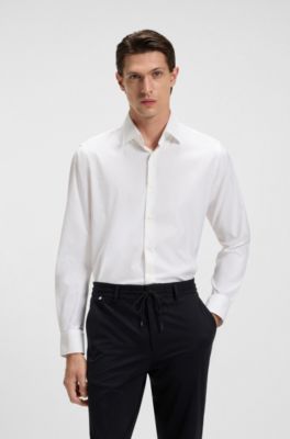 Regular-fit shirt in performance-stretch twill, White
