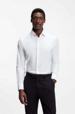 Chemise Regular en twill stretch performant, Blanc