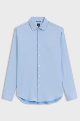 Regular-fit shirt in performance-stretch twill, Light Blue