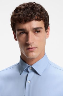 Regular-fit shirt in performance-stretch twill, Light Blue