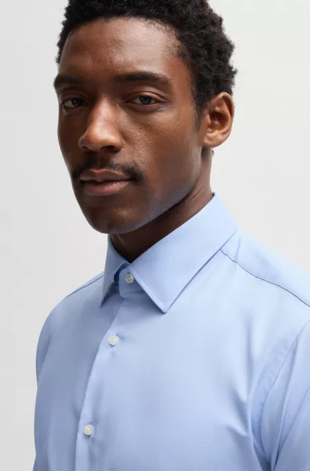 Regular-fit shirt in performance-stretch twill