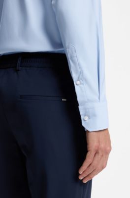 Regular-fit shirt in performance-stretch twill, Light Blue