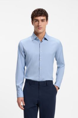 Regular-fit shirt in performance-stretch twill, Light Blue