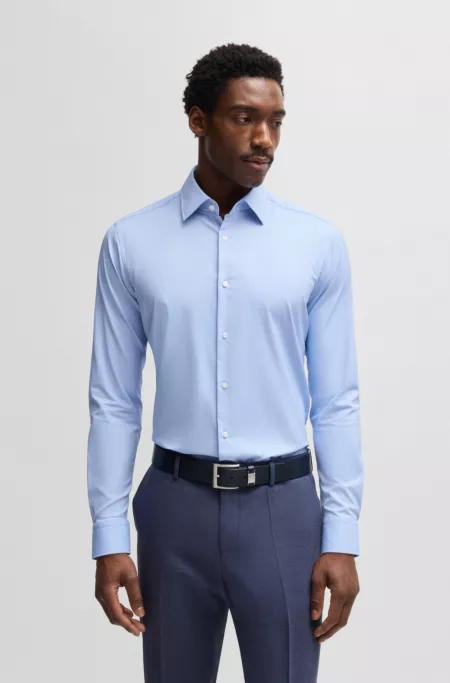 Regular-fit shirt in performance-stretch twill