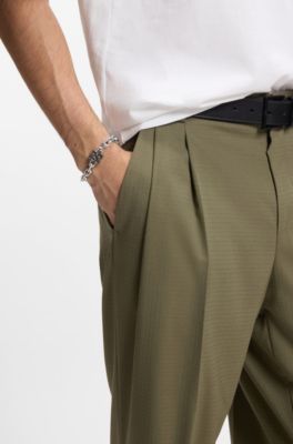 Chain cuff with stacked-logo plaque, Silver