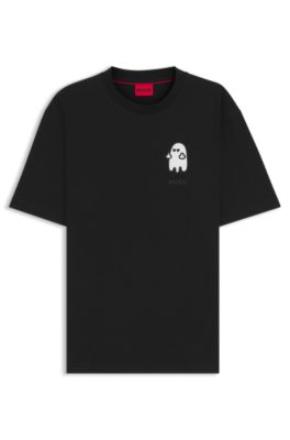 Relaxed-fit T-shirt in cotton with horror-inspired graphic, Black
