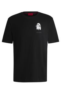T-shirt relaxed fit in cotone con grafica d'ispirazione horror, Nero