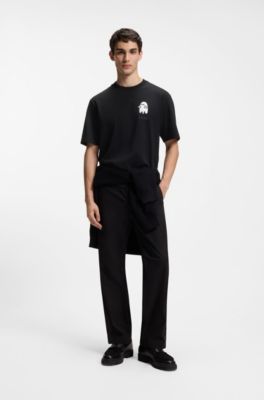 Relaxed-fit T-shirt in cotton with horror-inspired graphic, Black