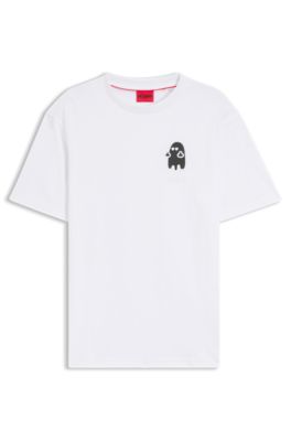 Relaxed-fit T-shirt in cotton with horror-inspired graphic, White