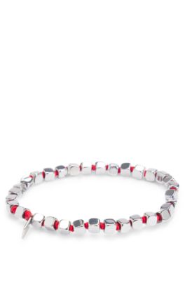 HUGO - Elasticated cuff with steel cubes - Silver tone