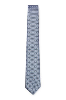Silk tie with jacquard Double B monograms, Light Blue
