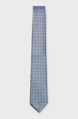 Silk tie with jacquard Double B monograms, Light Blue