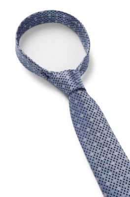 Silk tie with jacquard Double B monograms, Light Blue