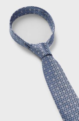 Silk tie with jacquard Double B monograms, Light Blue