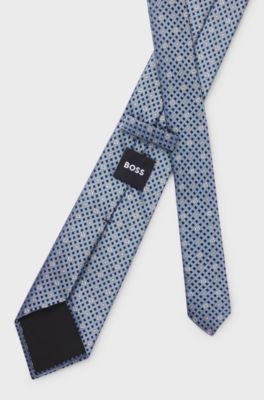 Silk tie with jacquard Double B monograms, Light Blue