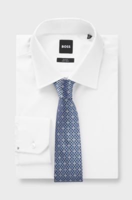 Silk tie with jacquard Double B monograms, Light Blue