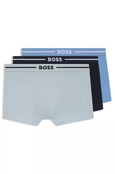 Three-pack of stretch-cotton trunks with logo waistbands