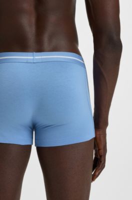 Three-pack of stretch-cotton trunks with logo waistbands, Blue