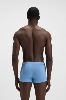 Three-pack of stretch-cotton trunks with logo waistbands, Blue