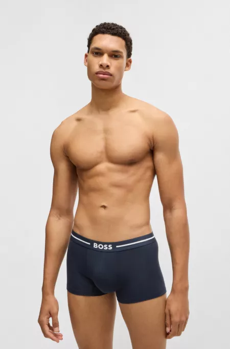 Three-pack of stretch-cotton trunks with logo waistbands