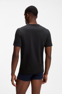 Three-pack of cotton underwear T-shirts with embroidered logo, Black / Grey / Blue