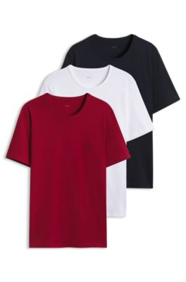 Three-pack cotton T-shirts, Blue / Red / White