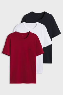 Three-pack cotton T-shirts, Blue / Red / White