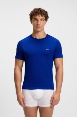 Set van drie katoenen T-shirts met logostiksel, Blauw