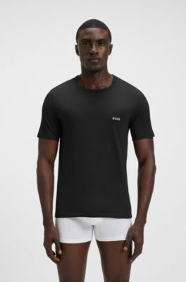 Pakke med tre T-shirts i bomuld med broderet logo, Hvid / Gr&oslash;n