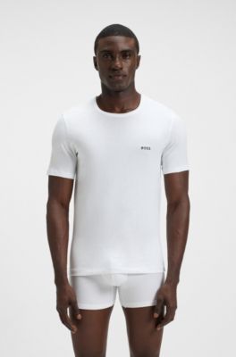 Pakke med tre T-shirts i bomuld med broderet logo, Hvid / Gr&oslash;n