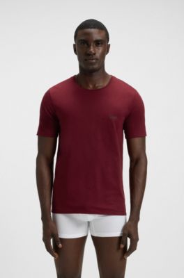 Set van drie katoenen T-shirts met logostiksel, Zwart / rood / wit