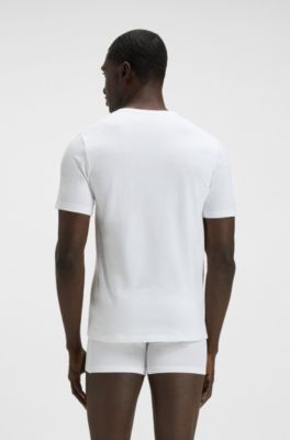 Lot de trois t-shirts en coton avec logo brod&eacute;, Noir / Rouge / Blanc