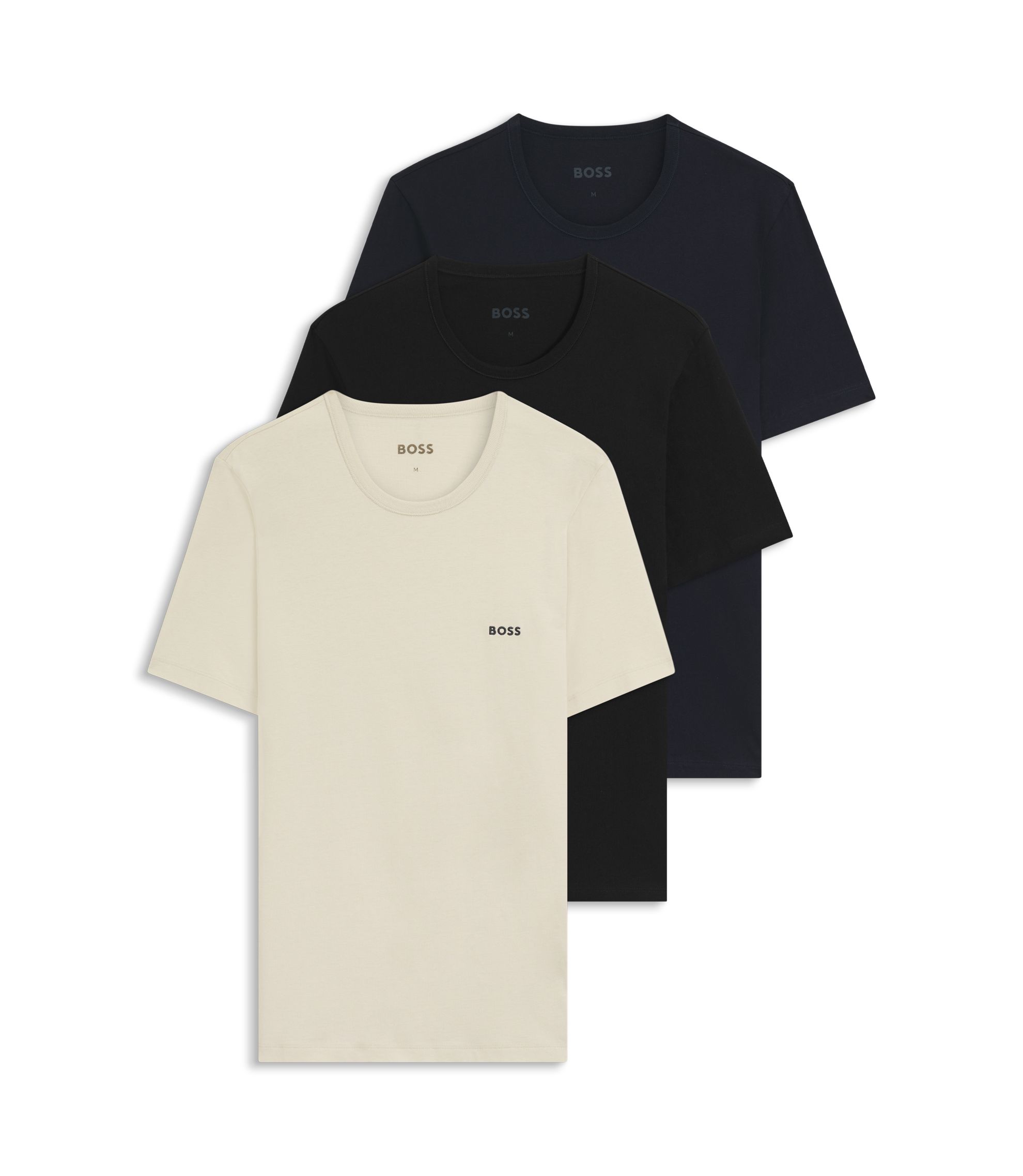 Dreierpack T-Shirts aus Baumwolle mit Logo-Stickerei