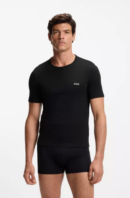 Three-pack of cotton underwear T-shirts with logos