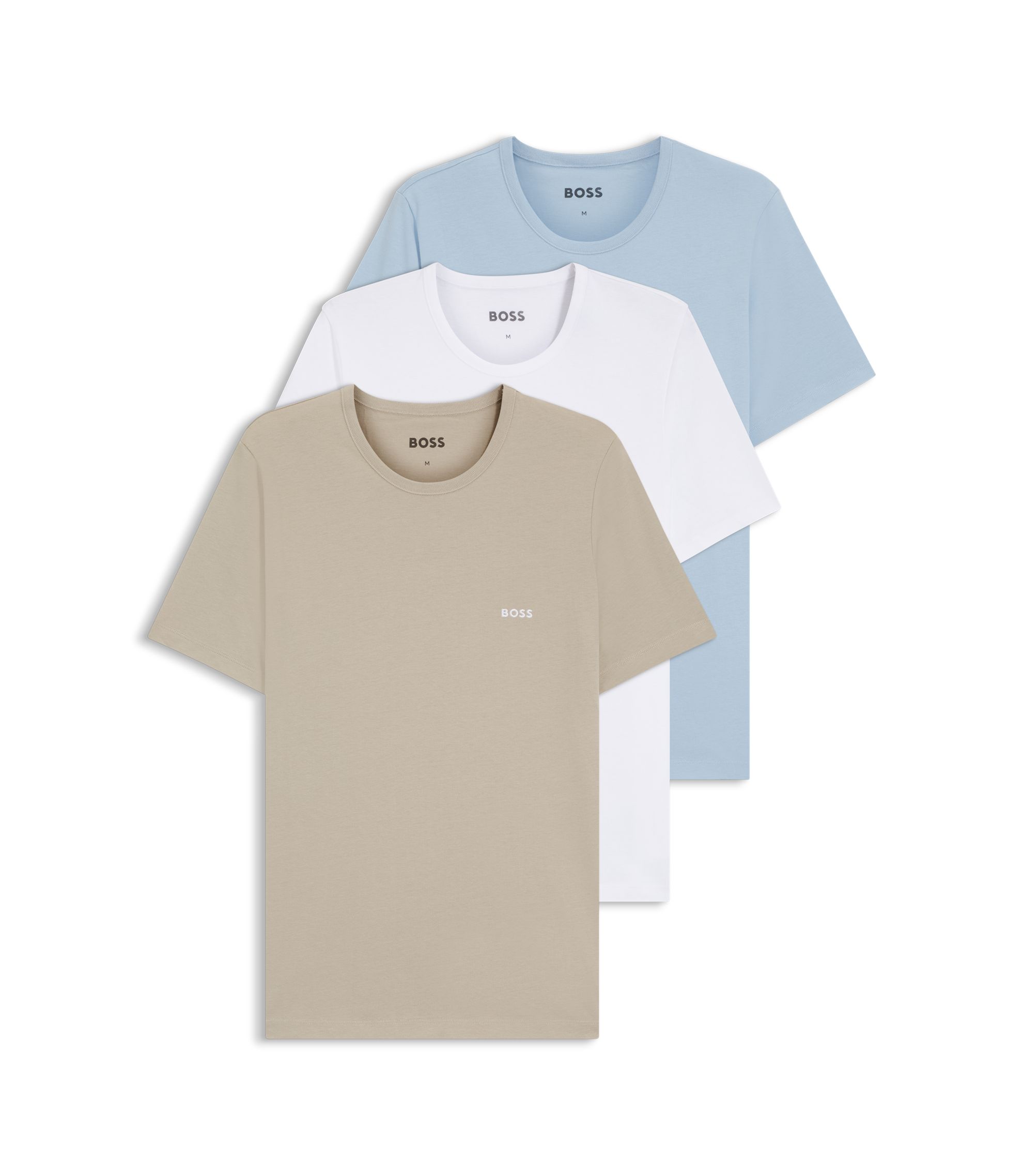 Dreierpack T-Shirts aus Baumwolle mit Logo-Stickerei