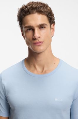 Dreierpack T-Shirts aus Baumwolle mit Logo-Stickerei, Blau / Beige