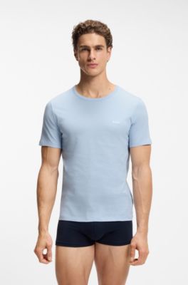 Dreierpack T-Shirts aus Baumwolle mit Logo-Stickerei, Blau / Beige