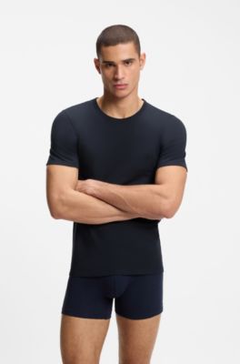 Three-pack of cotton underwear T-shirts with embroidered logo, Blue