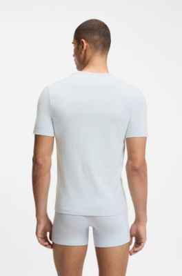Three-pack of cotton underwear T-shirts with embroidered logo, Blue