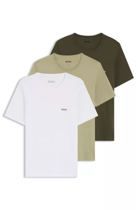 Lot de trois t-shirts en coton avec logo brodé